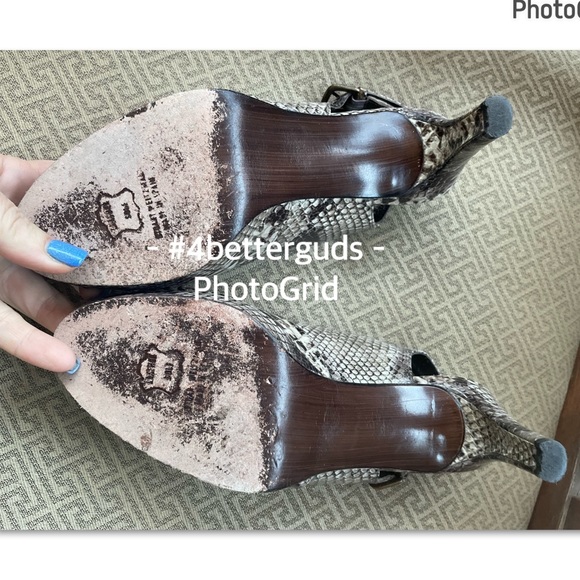 Stuart Weitzman Snake Embossed Platform Peep Toe Slingback High Heel Pumps 10 - Picture 11 of 16